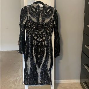 black sequins dress